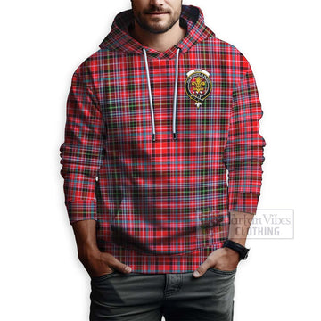 Tartan Vibes Clothing Udny Tartan Hoodie with Family Crest and Bearded Skull Holding Bottles of Whiskey