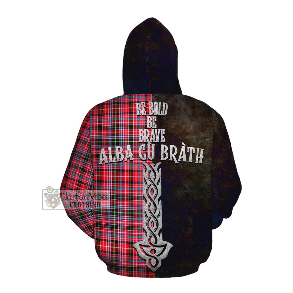 Tartan Vibes Clothing Udny Tartan Family Crest Cotton Hoodie Alba Gu Brath Be Brave Lion Ancient Style