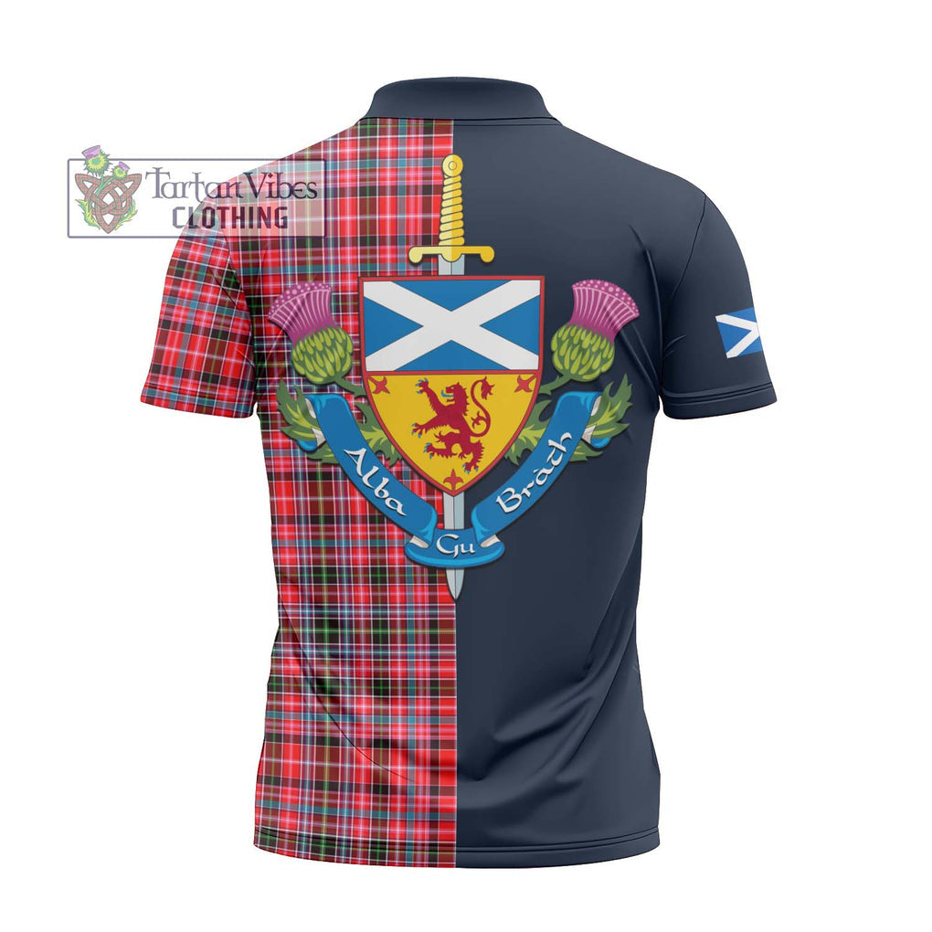 Tartan Vibes Clothing Udny Tartan Zipper Polo Shirt with Scottish Lion Royal Arm Half Style
