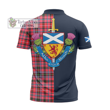 Tartan Vibes Clothing Udny Tartan Zipper Polo Shirt with Scottish Lion Royal Arm Half Style