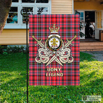 Udny Tartan Garden Flag with Clan Crest and the Golden Sword of Courageous Legacy
