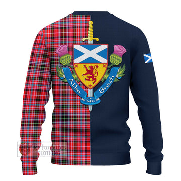 Tartan Vibes Clothing Udny Tartan Knitted Sweater with Scottish Lion Royal Arm Half Style