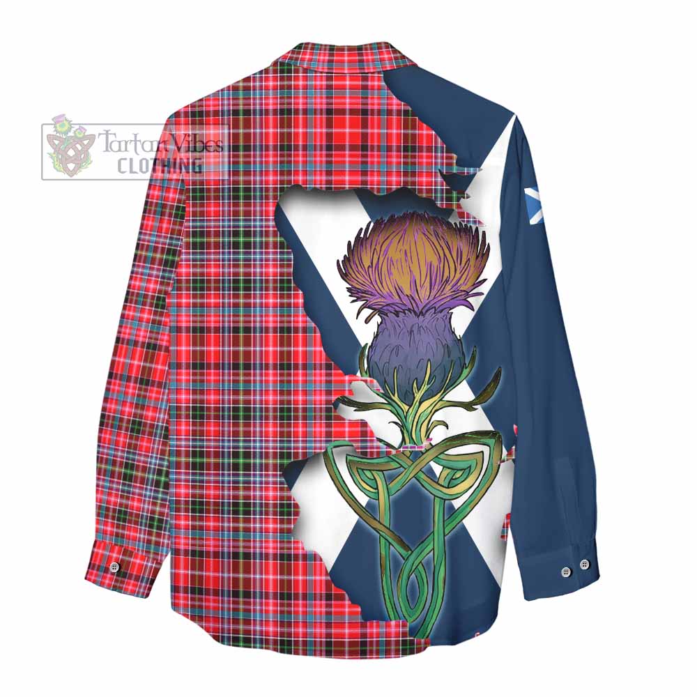 Tartan Vibes Clothing Udny Tartan Family Crest Women's Casual Shirt Scottish Thistle Celtic Inspired