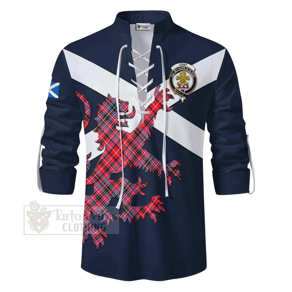 Tartan Vibes Clothing Udny Tartan Lion Rampant Ghillie Kilt Shirt Proudly Display Your Heritage with Alba Gu Brath and Clan Name