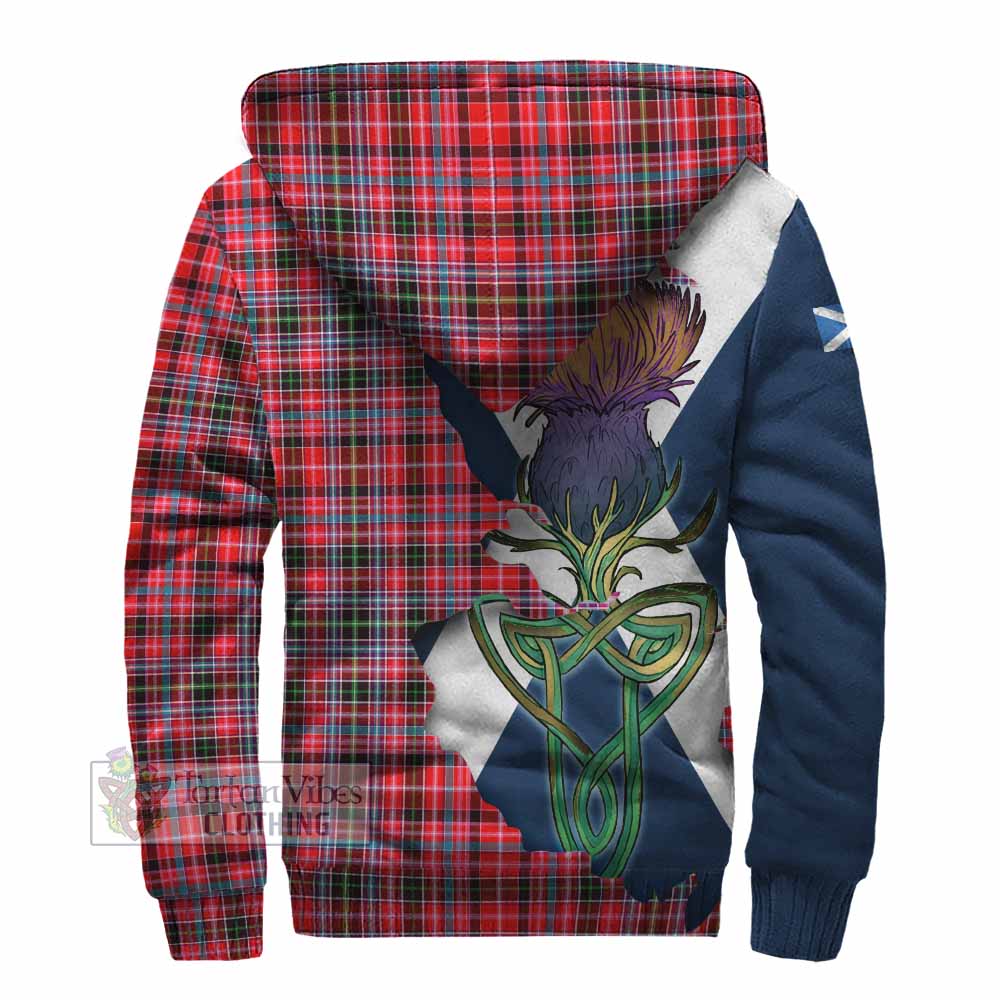 Tartan Vibes Clothing Udny Tartan Family Crest Sherpa Hoodie Scottish Thistle Celtic Inspired