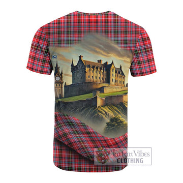 Tartan Vibes Clothing Udny Tartan Family Crest Cotton T-shirt with Scottish Ancient Castle Style