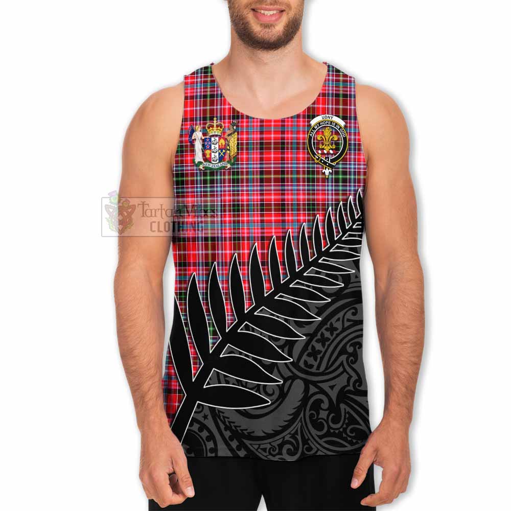 Tartan Vibes Clothing Udny Crest Tartan Men's Tank Top with New Zealand Silver Fern Half Style
