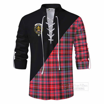 Tartan Vibes Clothing Udny Tartan Ghillie Kilt Shirt with Family Crest and Military Logo Style