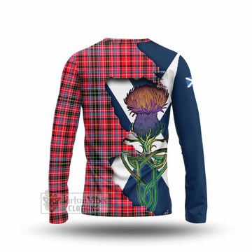 Tartan Vibes Clothing Udny Tartan Family Crest Long Sleeve T-Shirt Scottish Thistle Celtic Inspired
