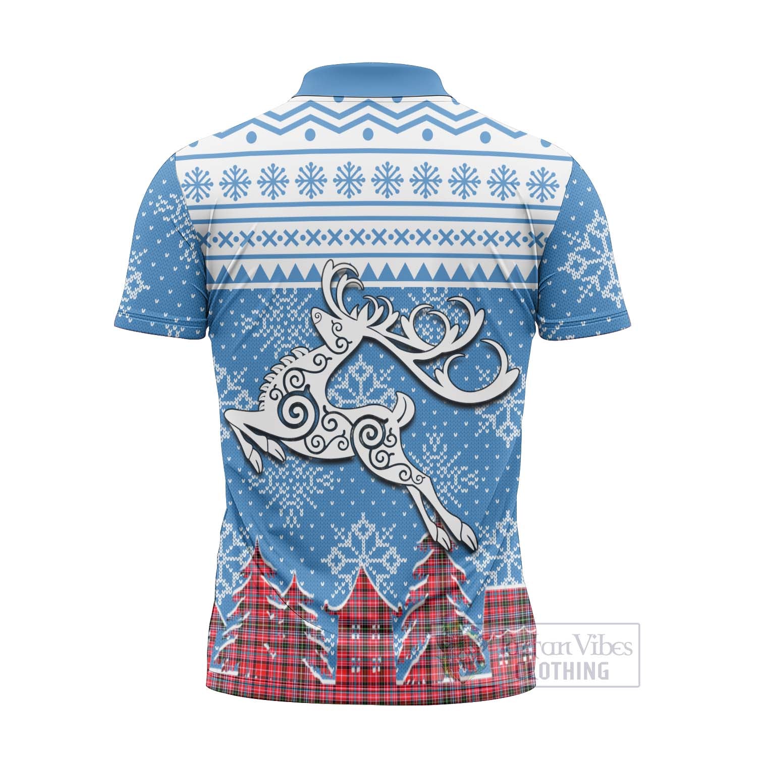 Tartan Vibes Clothing Udny Clan Christmas Zipper Polo Shirt Celtic Reindeer Style