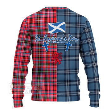 Tartan Vibes Clothing Udny Tartan Knitted Sweater Happy St. Andrew's Day Half Tartan Style