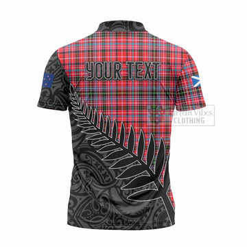 Tartan Vibes Clothing Udny Crest Tartan Zipper Polo Shirt with New Zealand Silver Fern Half Style