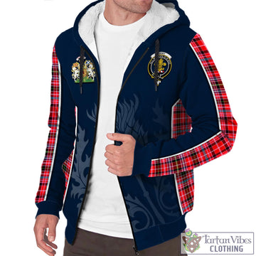 Udny Tartan Sherpa Hoodie with Family Crest and Scottish Thistle Vibes Sport Style