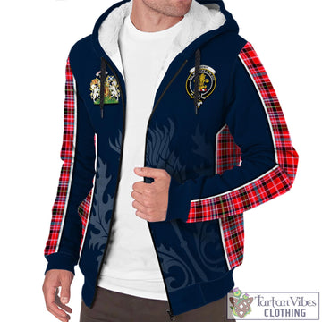 Udny Tartan Sherpa Hoodie with Family Crest and Scottish Thistle Vibes Sport Style - Tartan Vibes Clothing