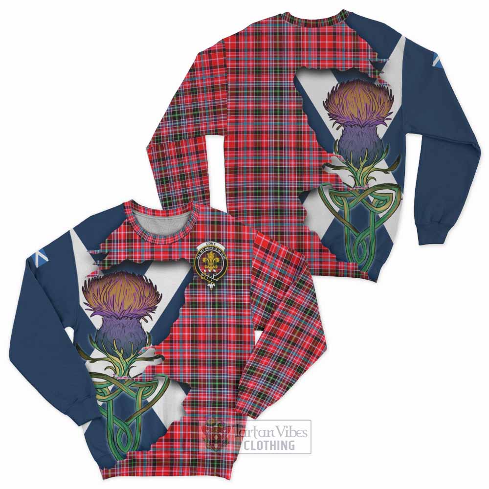 Tartan Vibes Clothing Udny Tartan Family Crest Sweatshirt Scottish Thistle Celtic Inspired