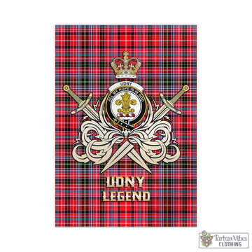 Udny Tartan Garden Flag with Clan Crest and the Golden Sword of Courageous Legacy