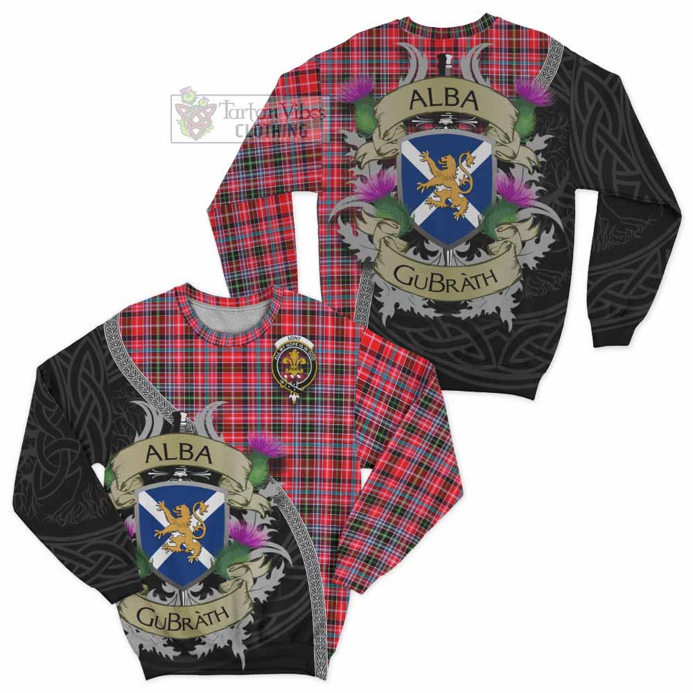 Tartan Vibes Clothing Udny Tartan Family Crest Sweatshirt Lion Rampant Royal Thistle Shield Celtic Inspired