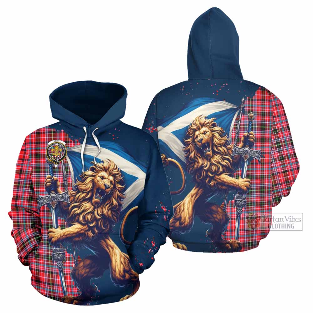 Udny Tartan Family Crest Hoodie with Scottish Majestic Lion