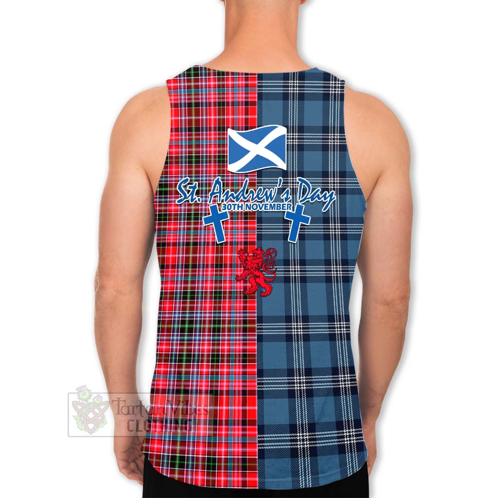 Tartan Vibes Clothing Udny Tartan Men's Tank Top Happy St. Andrew's Day Half Tartan Style