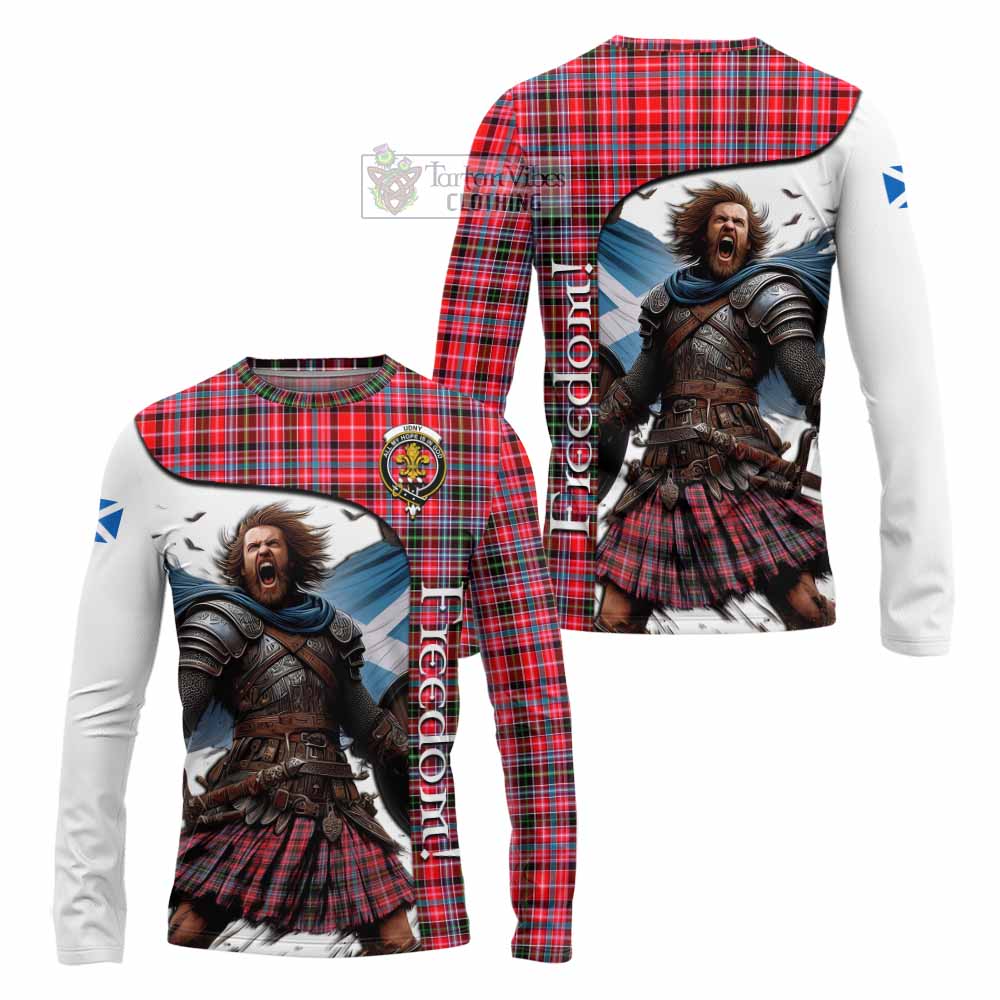 Tartan Vibes Clothing Udny Crest Tartan Long Sleeve T-Shirt Inspired by the Freedom of Scottish Warrior