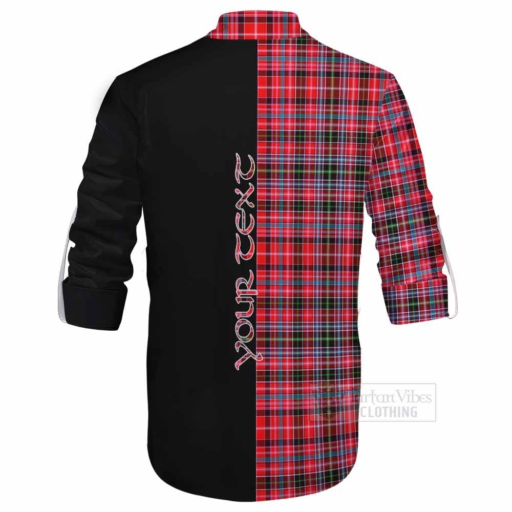 Tartan Vibes Clothing Udny Tartan Ghillie Kilt Shirt with Family Crest and Half Of Me Style