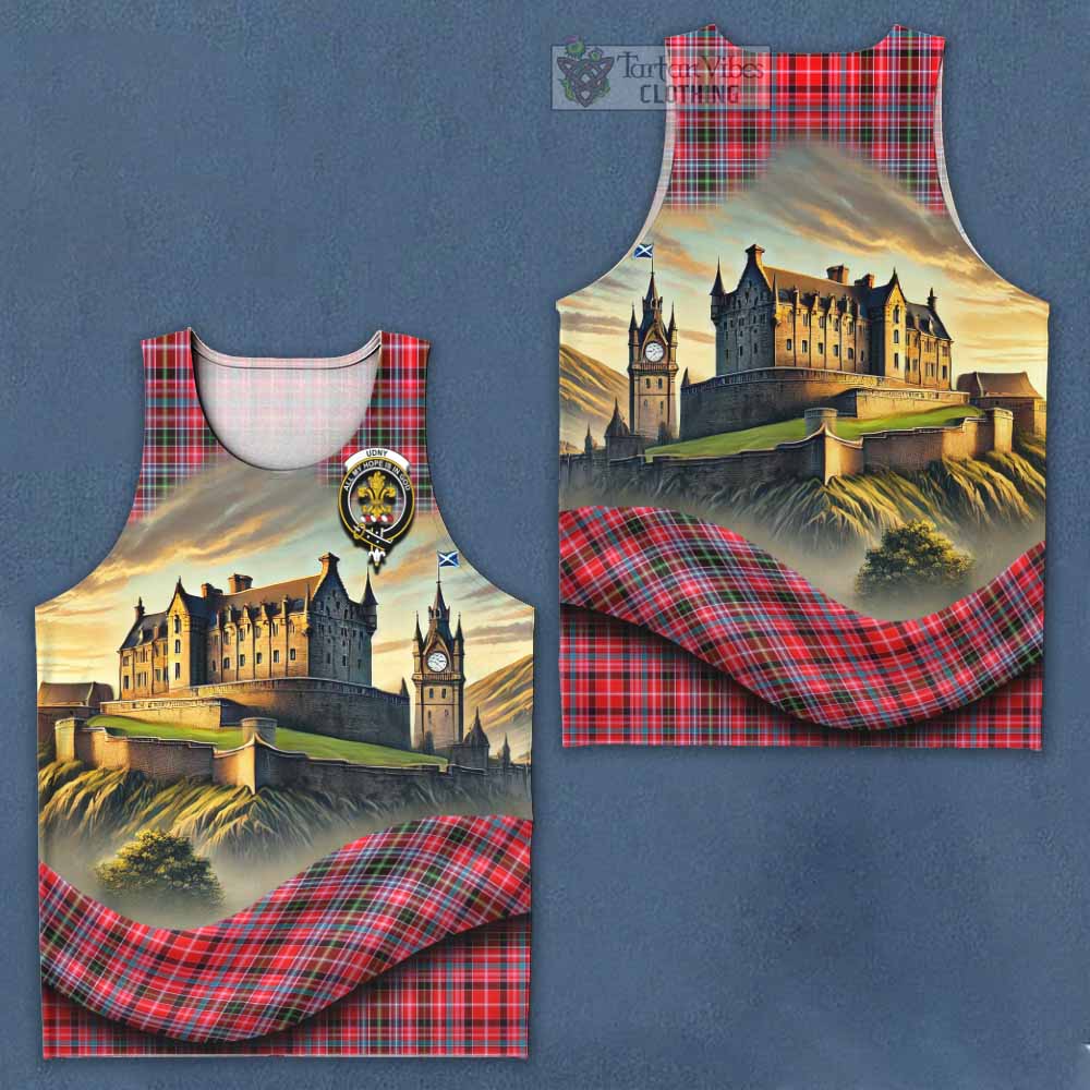 Tartan Vibes Clothing Udny Tartan Family Crest Men's Tank Top with Scottish Ancient Castle Style