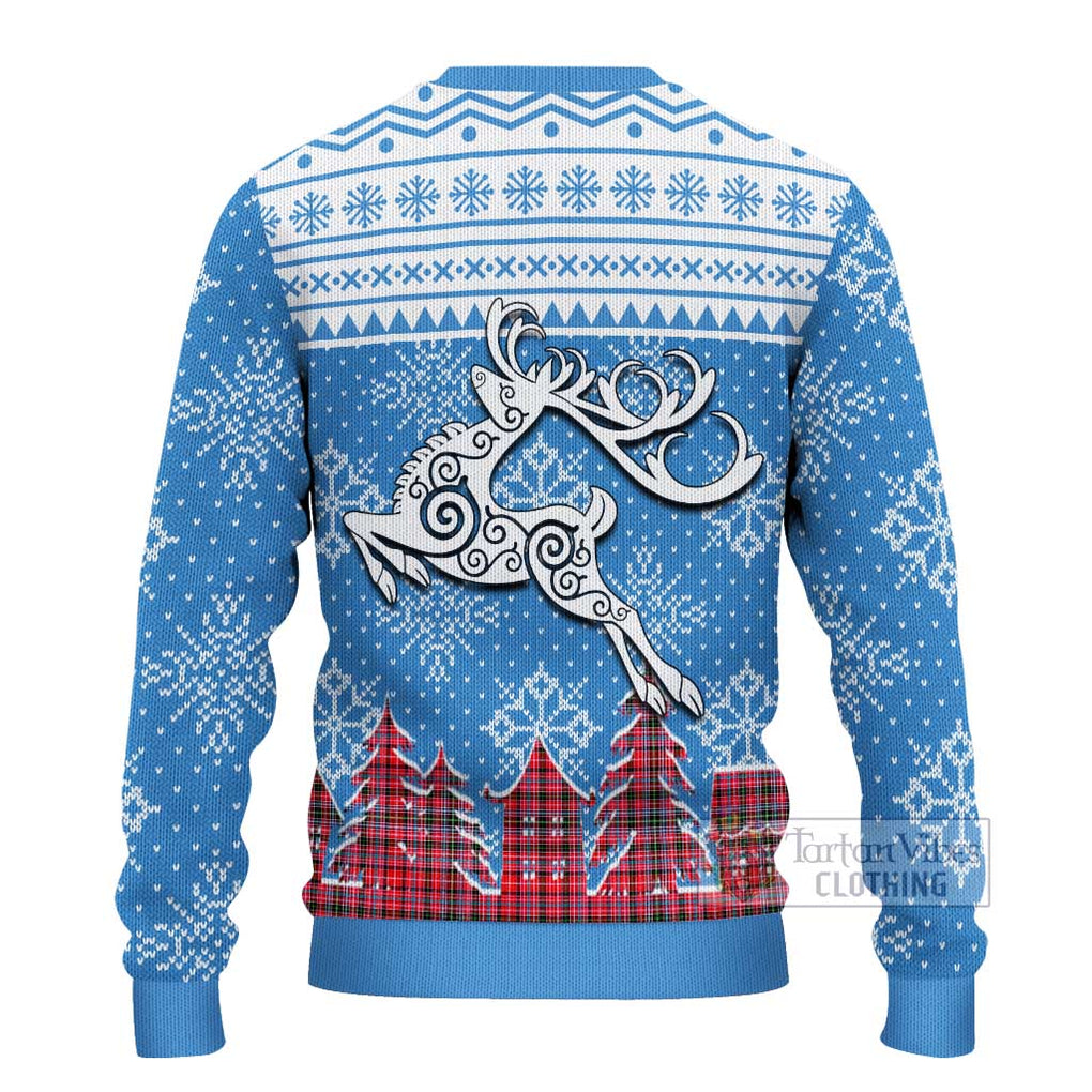 Tartan Vibes Clothing Udny Clan Christmas Ugly Sweater with Tartan and Celtic Raindeer Style