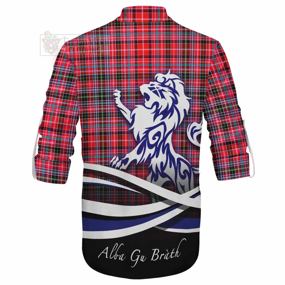 Tartan Vibes Clothing Udny Tartan Ghillie Kilt Shirt with Alba Gu Brath Regal Lion Emblem