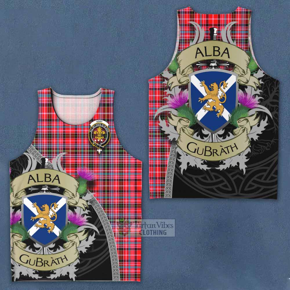Tartan Vibes Clothing Udny Tartan Family Crest Men's Tank Top Lion Rampant Royal Thistle Shield Celtic Inspired