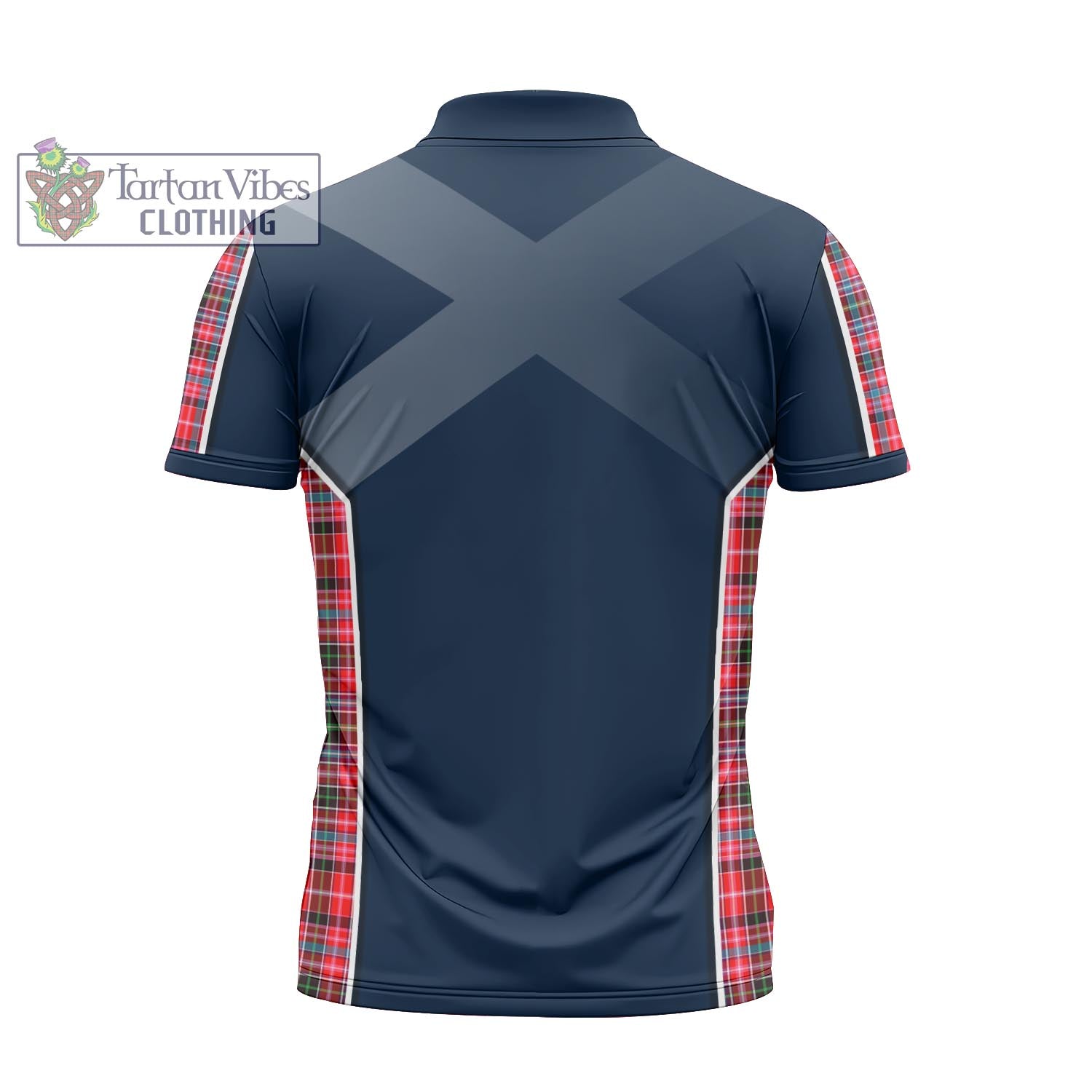 Tartan Vibes Clothing Udny Tartan Zipper Polo Shirt with Family Crest and Scottish Thistle Vibes Sport Style