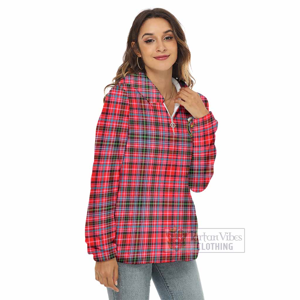 Tartan Vibes Clothing Udny Tartan Crest Women's Borg  Half Zip Fleece Hoodie