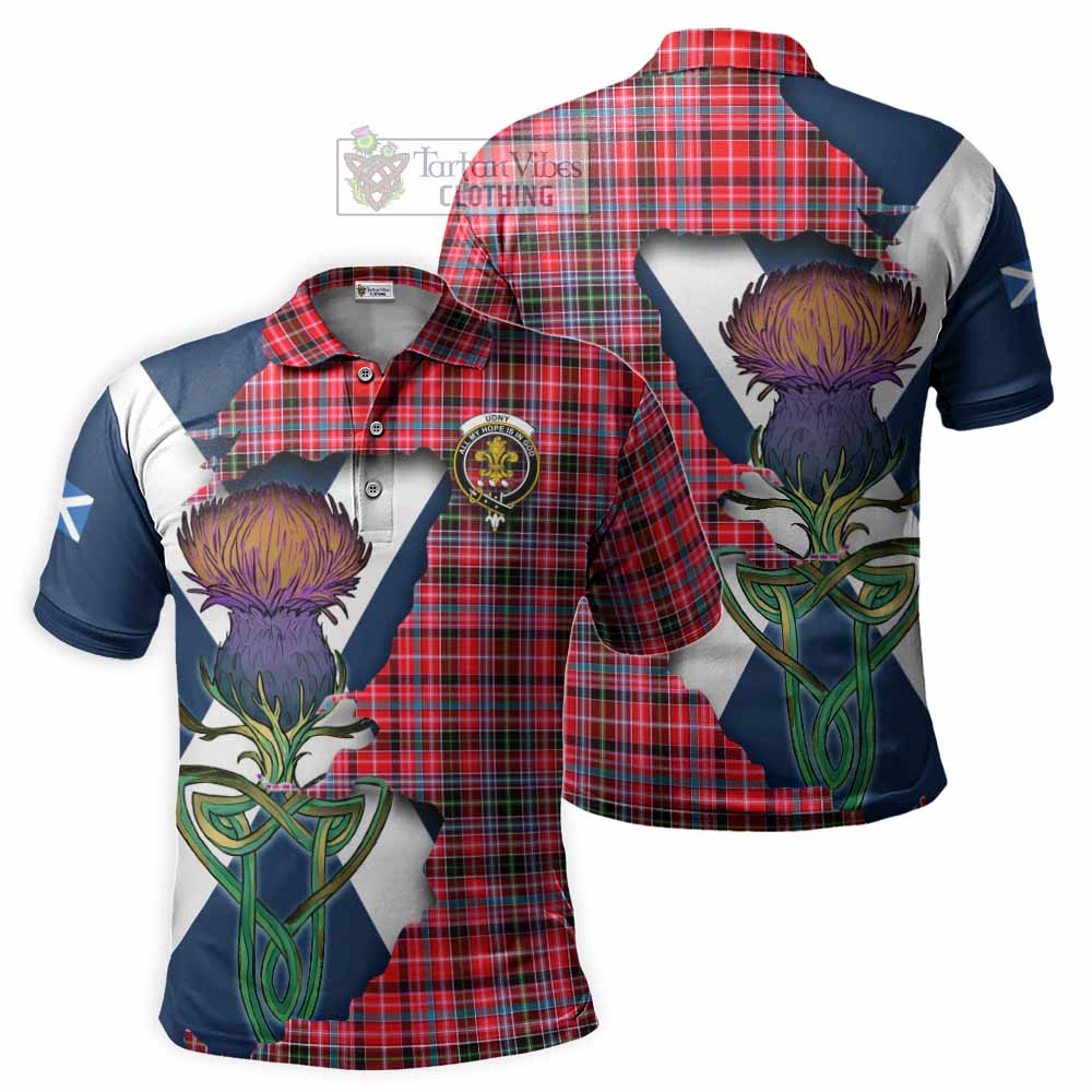 Tartan Vibes Clothing Udny Tartan Family Crest Polo Shirt Scottish Thistle Celtic Inspired
