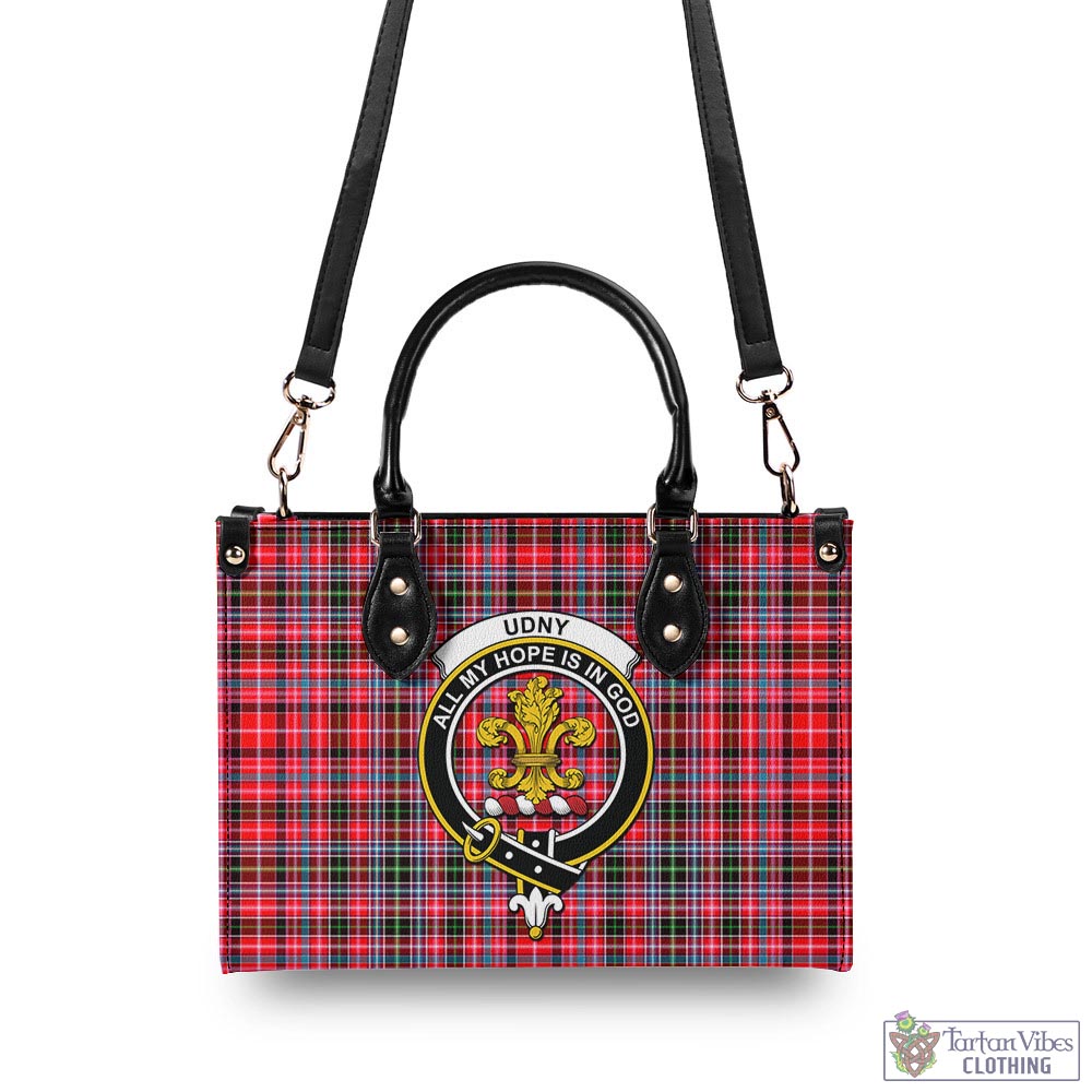 Tartan Vibes Clothing Udny Tartan Luxury Leather Handbags with Family Crest