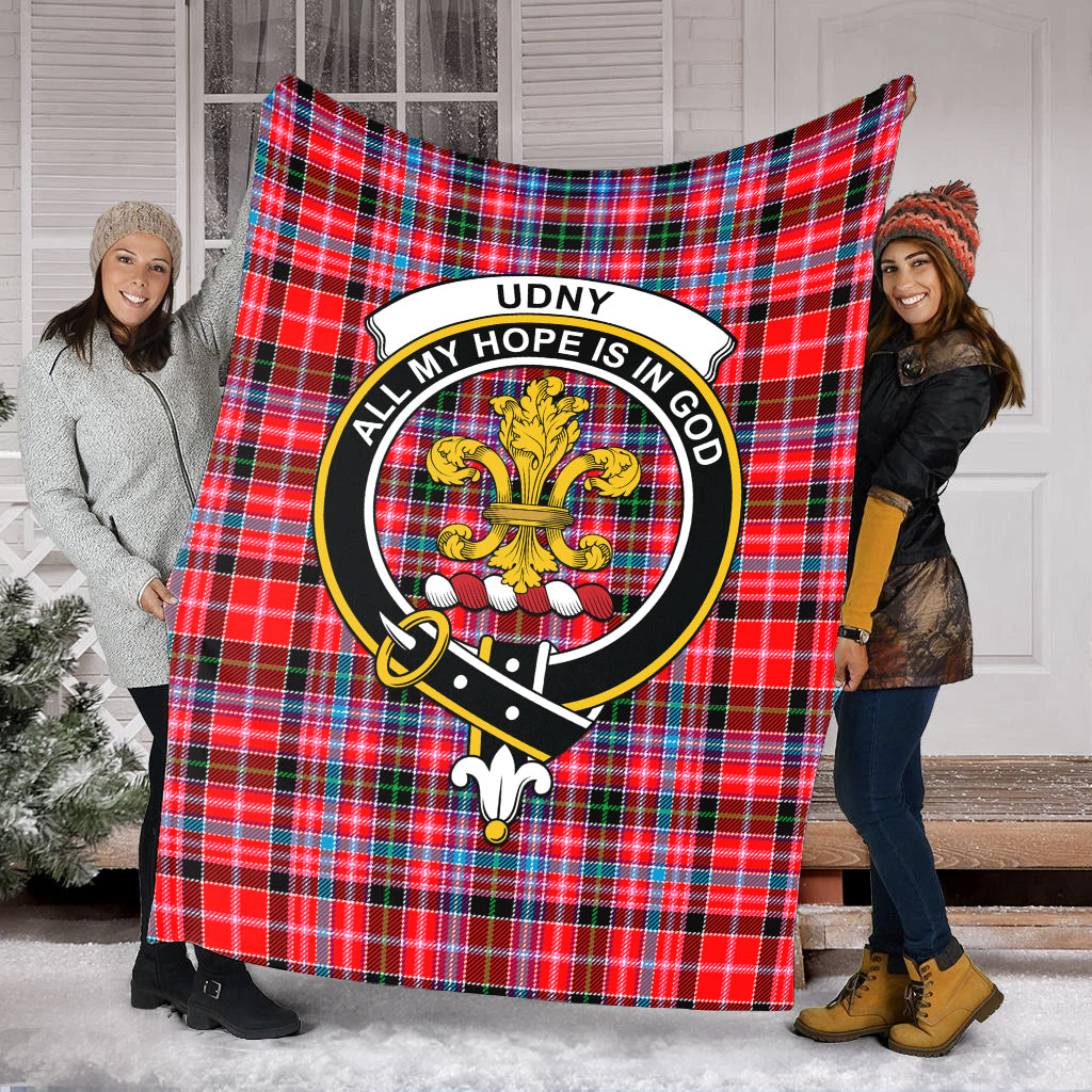 udny-tartab-blanket-with-family-crest