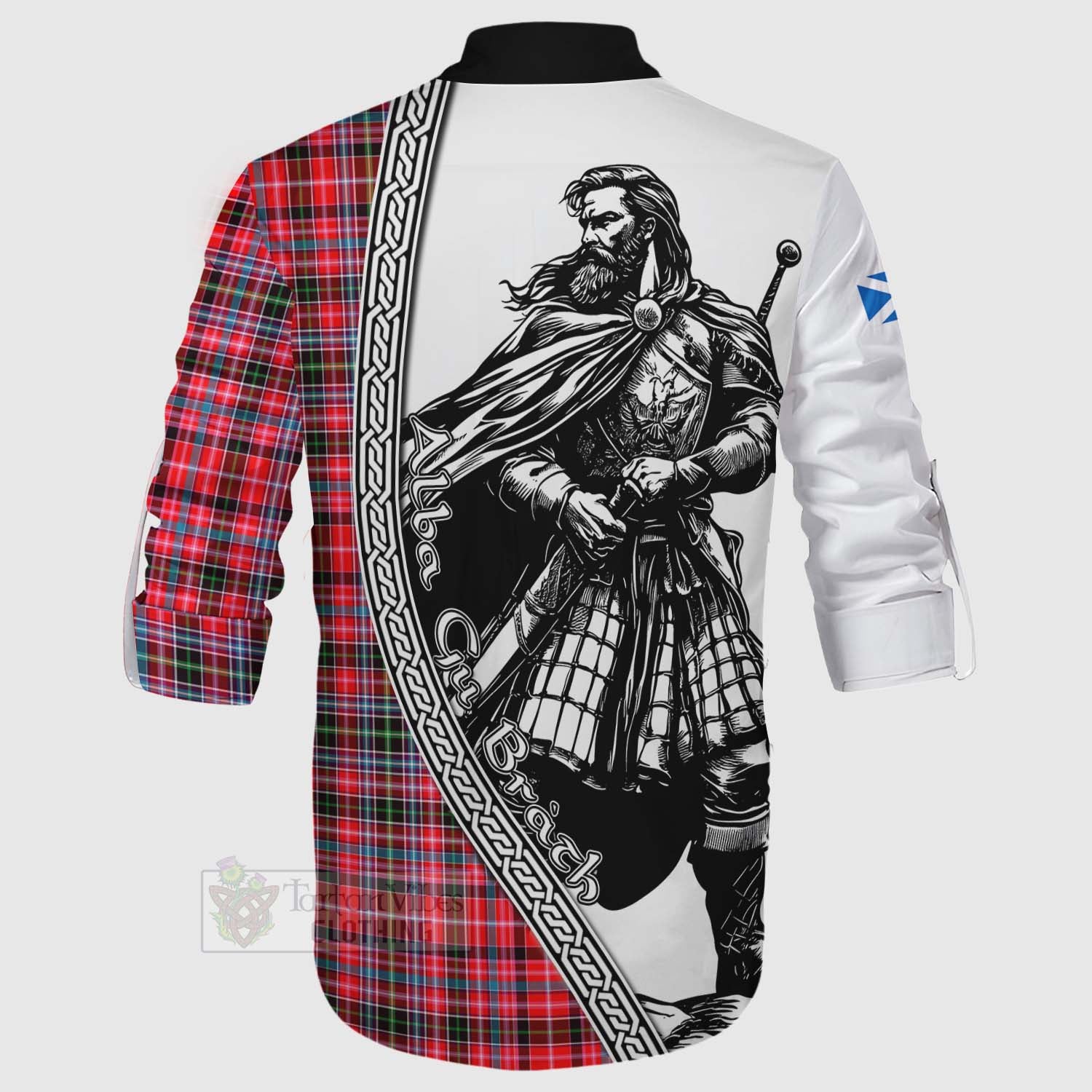 Tartan Vibes Clothing Udny Tartan Clan Crest Ghillie Kilt Shirt with Highlander Warrior Celtic Style