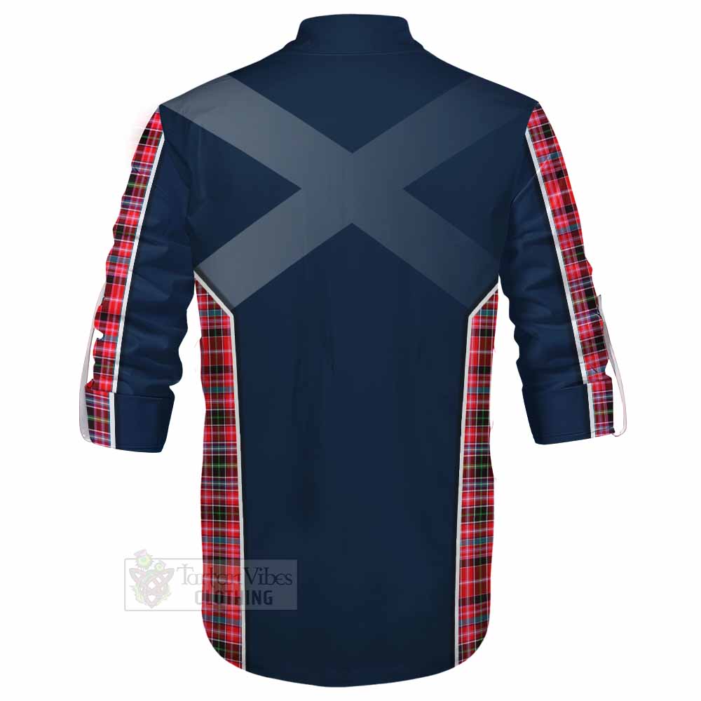 Tartan Vibes Clothing Udny Tartan Ghillie Kilt Shirt with Family Crest and Lion Rampant Vibes Sport Style