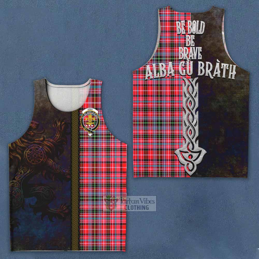 Tartan Vibes Clothing Udny Tartan Family Crest Men's Tank Top Alba Gu Brath Be Brave Lion Ancient Style