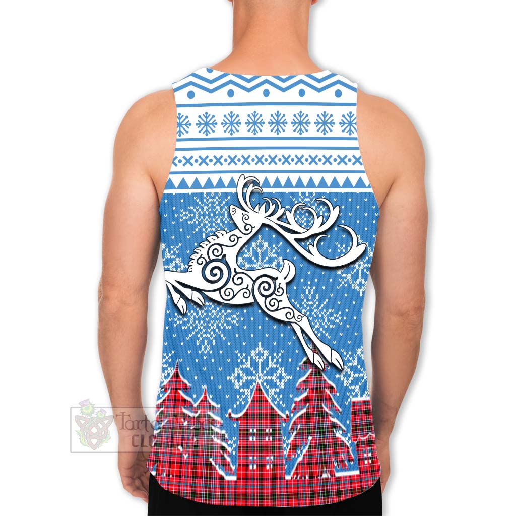 Tartan Vibes Clothing Udny Clan Christmas Men's Tank Top Celtic Reindeer Style