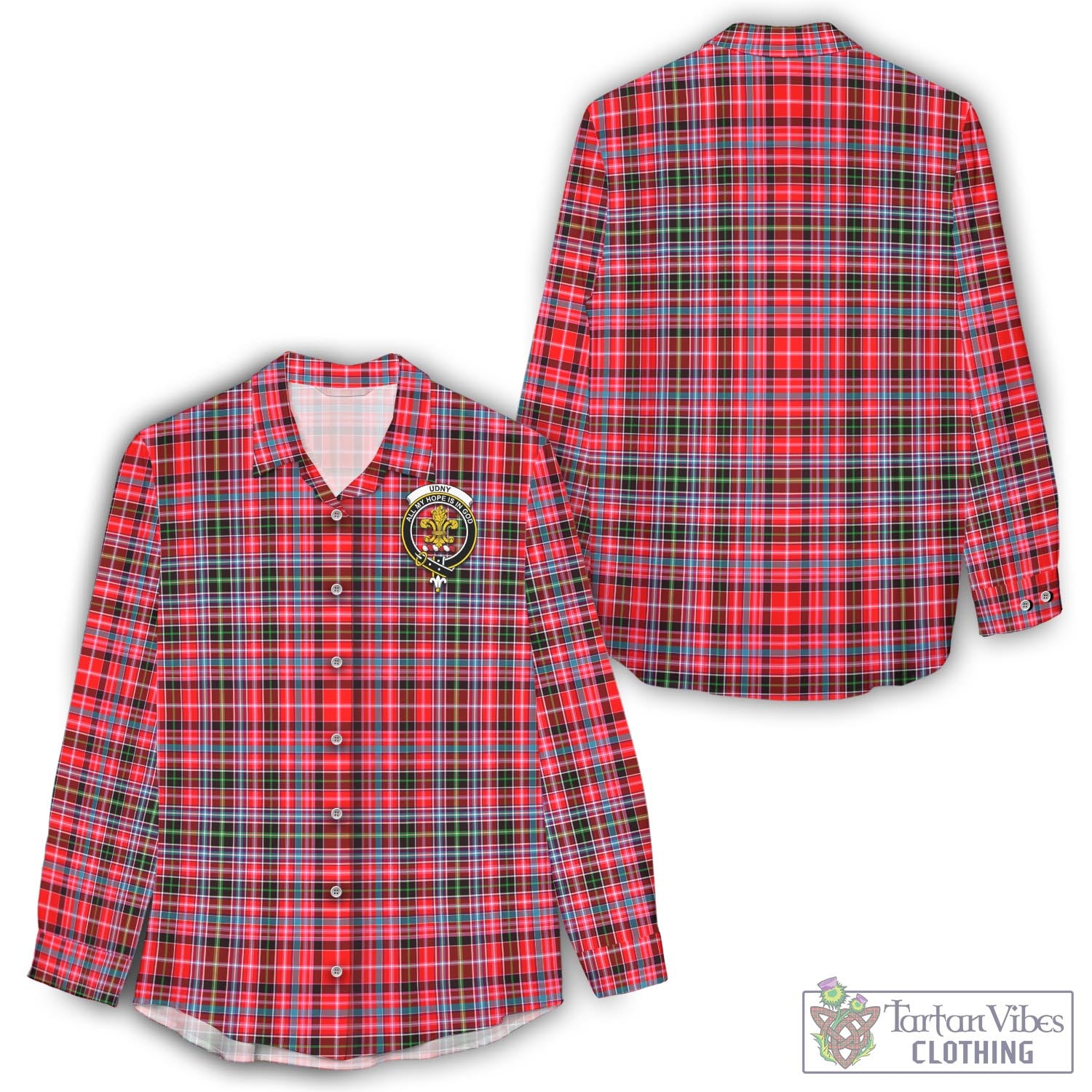 Tartan Vibes Clothing Udny Tartan Womens Casual Shirt with Family Crest