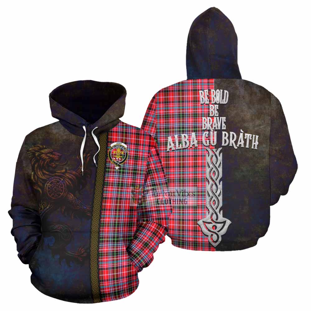 Tartan Vibes Clothing Udny Tartan Family Crest Hoodie Alba Gu Brath Be Brave Lion Ancient Style