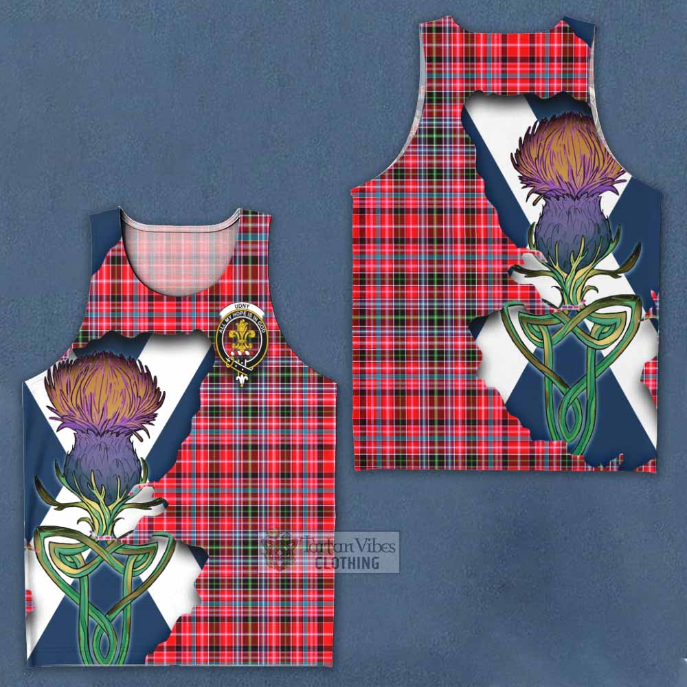 Tartan Vibes Clothing Udny Tartan Family Crest Men's Tank Top Scottish Thistle Celtic Inspired