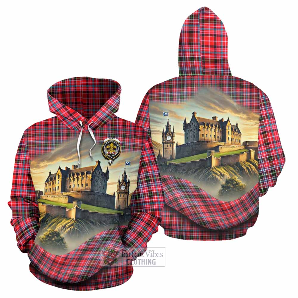 Tartan Vibes Clothing Udny Tartan Family Crest Hoodie with Scottish Ancient Castle Style