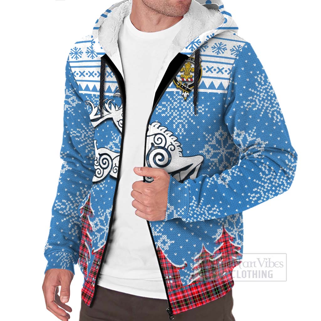 Tartan Vibes Clothing Udny Clan Christmas Sherpa Hoodie Celtic Reindeer Style