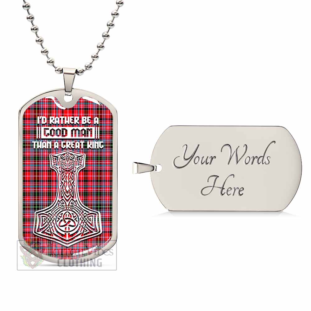 Tartan Vibes Clothing Udny Tartan Dog Tag Necklace Viking Mjolnir Style