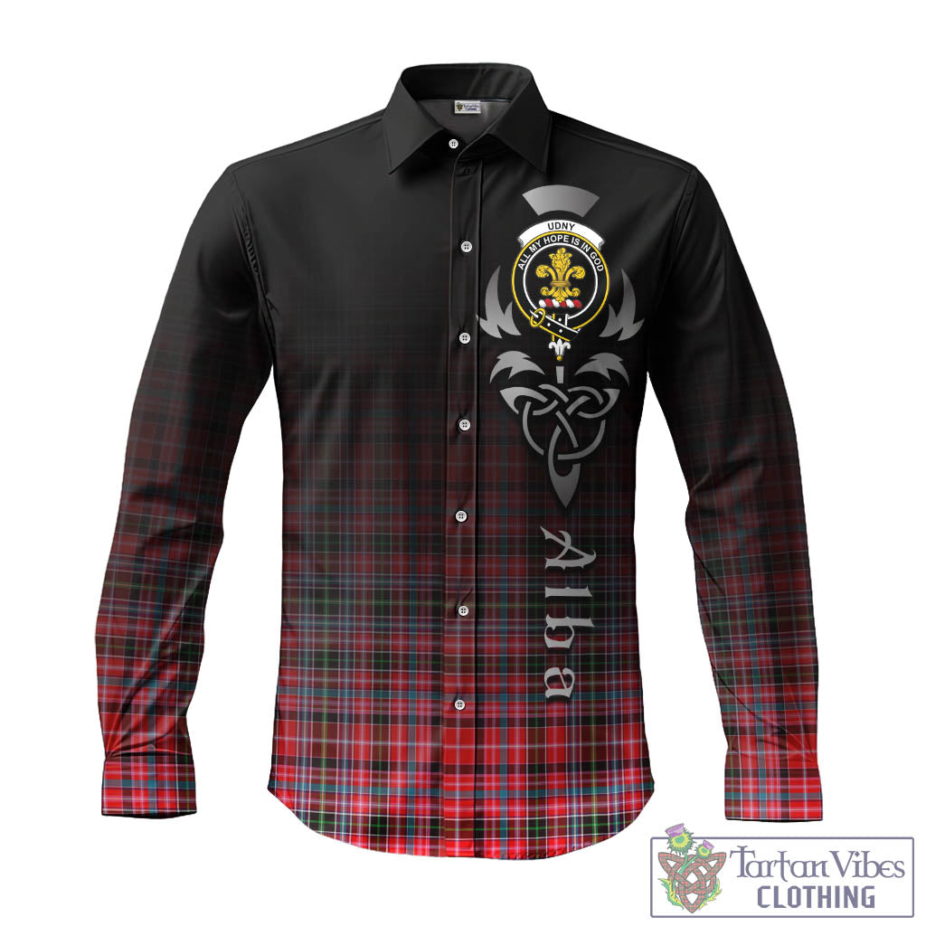 Tartan Vibes Clothing Udny Tartan Long Sleeve Button Up Featuring Alba Gu Brath Family Crest Celtic Inspired