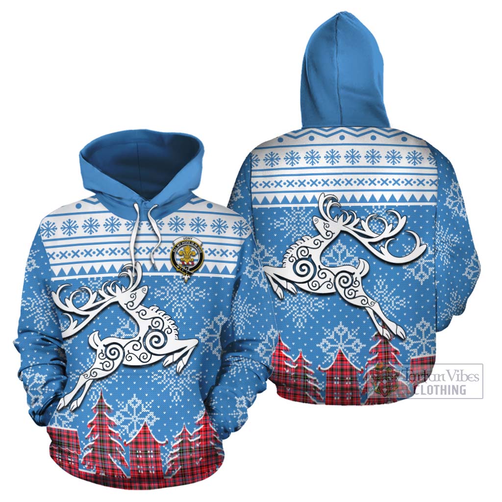 Tartan Vibes Clothing Udny Clan Christmas Cotton Hoodie Celtic Reindeer Style