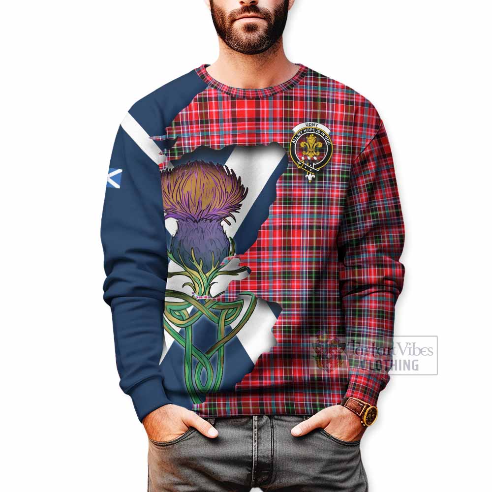 Tartan Vibes Clothing Udny Tartan Family Crest Sweatshirt Scottish Thistle Celtic Inspired