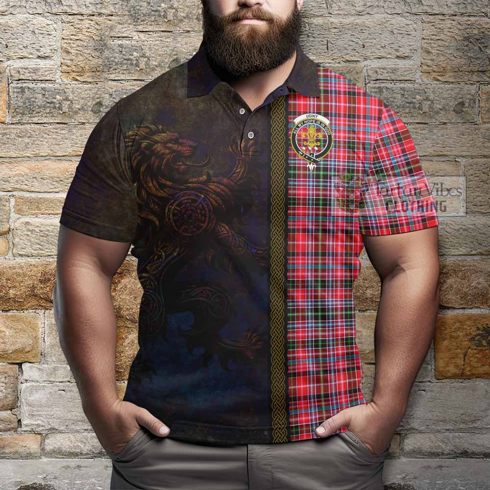 Tartan Vibes Clothing Udny Tartan Family Crest Polo Shirt Alba Gu Brath Be Brave Lion Ancient Style