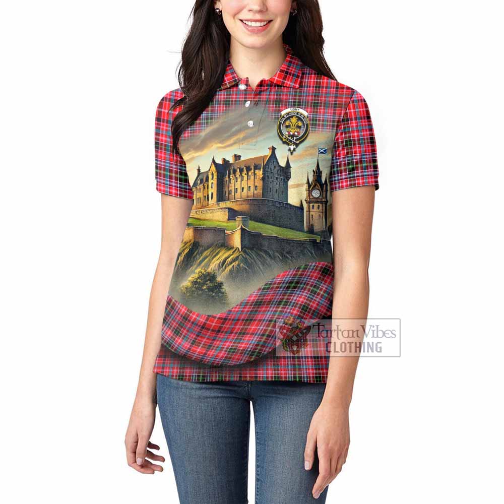 Tartan Vibes Clothing Udny Tartan Family Crest Women's Polo Shirt with Scottish Ancient Castle Stype