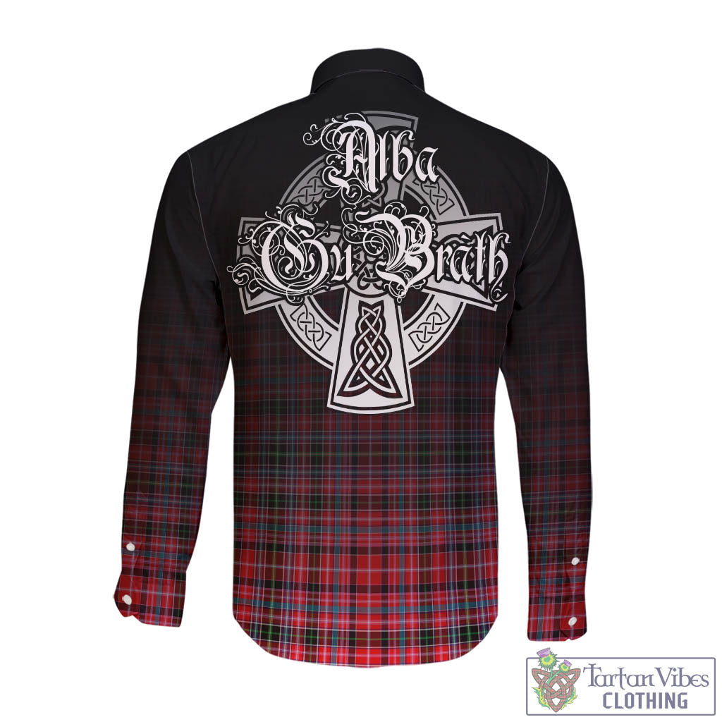 Tartan Vibes Clothing Udny Tartan Long Sleeve Button Up Featuring Alba Gu Brath Family Crest Celtic Inspired